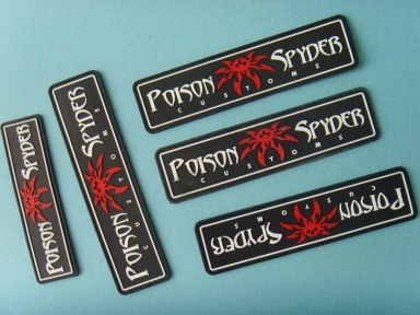black and red poison spyder rubber badge
