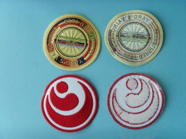 Round custom overlock stitch embroidery patch