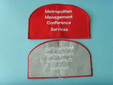 red twill background nylon embroidery patch with padding backing