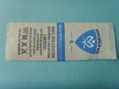 étiquette de polyester de soins personnalisés pli blanc bleu