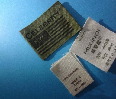étiquette de coton pli Centre imprimé personnalisé en couleur verte et blanche