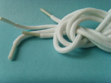 3mm white round polyester shoelace with plastic tips