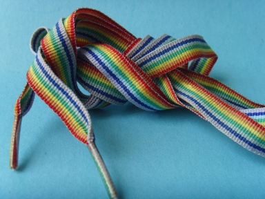 polyester flat rainbow colour shoelaces with plastic tips